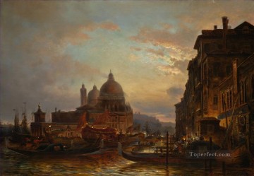 ヴェネツィアの夕暮れ前夜祭 サンタ・マリア・デッラ敬礼 アレクセイ・ボゴリュボフの街並み Oil Paintings